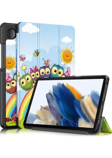 Samsung Galaxy Tab A9 X115 Üç Katlı Standı Deri Desen Baskı At Tablet Kılıfı (Yurt Dışından)
