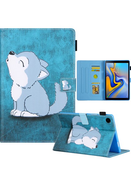 Samsung Galaxy Tab A9 X210 215 X216B Katlanır Stand Deri Desen Akıllı Sevimli Kurt Tablet Kılıfı (Yurt Dışından)