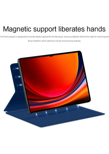 Samsung Galaxy Tab S9 Ultra Pu Deri Manyetik Katlanabilir Standı Tablet Kılıfı (Yurt Dışından)