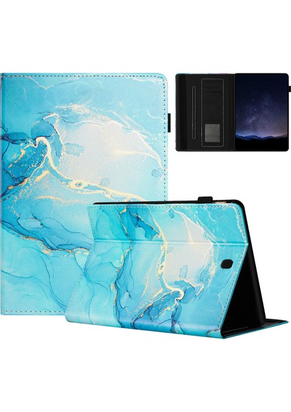 Samsung Galaxy Tab A 8.0 SM T350 (2015) Kart Yuvaları Akıllı Mermer Deri Tablet Kılıfı (Yurt Dışından)