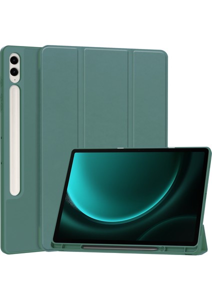 Samsung Galaxy Tab S9 Fe Üç Katlı Stand Kalem Yuvası Deri Tablet Kılıfı (Yurt Dışından)