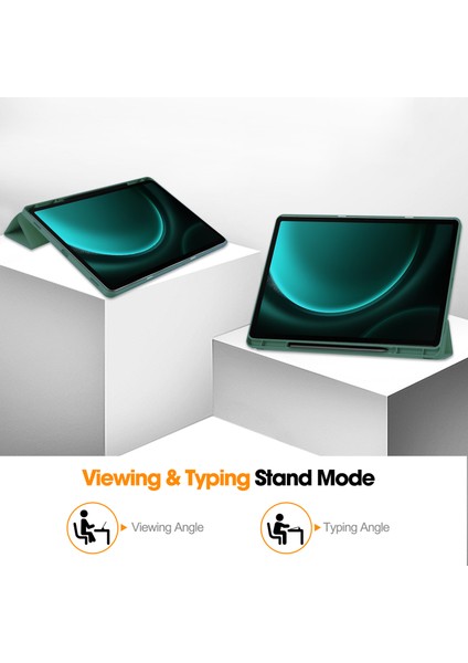 Samsung Galaxy Tab S9 Fe Üç Katlı Stand Kalem Yuvası Deri Tablet Kılıfı (Yurt Dışından)