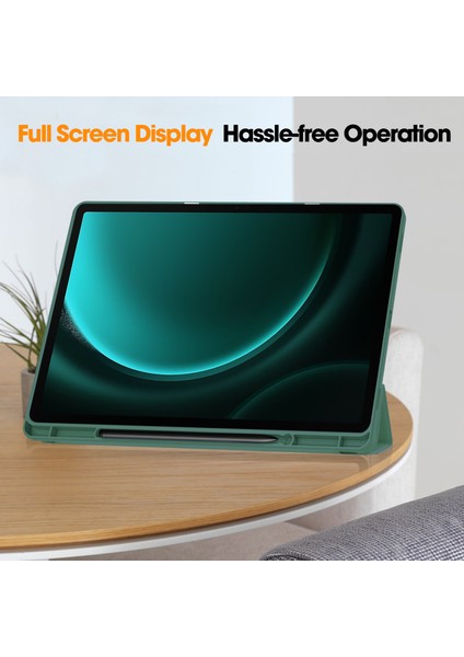 Samsung Galaxy Tab S9 Fe Üç Katlı Stand Kalem Yuvası Deri Tablet Kılıfı (Yurt Dışından)