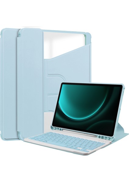 Samsung Galaxy Tab S9 Fe Bluetooth Klavye Döner Stand Gök Tablet Kılıfı (Yurt Dışından)
