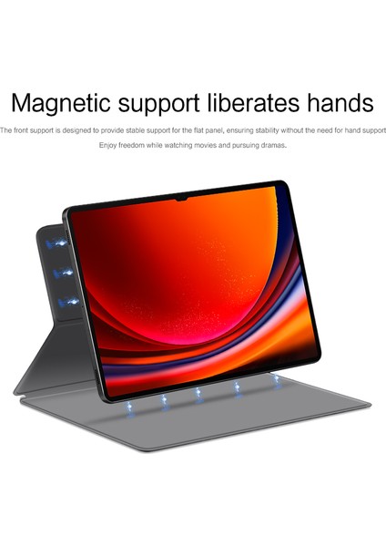 Samsung Galaxy Tab S9 Ultra Pu Deri Manyetik Katlanabilir Standı Tablet Kılıfı (Yurt Dışından)