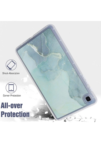 Seashell Digital Samsung Galaxy Tab A7 Lite 8.7 Inç T220 T225 Mermer Desen Baskı Tpu Yumuşak Cilt Koruyucu Tablet Kılıfı (Yurt Dışından)