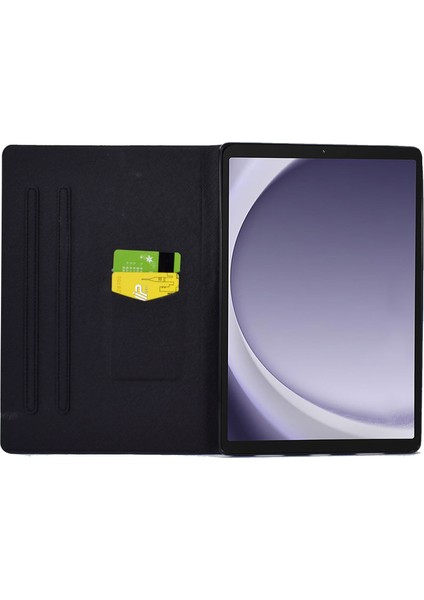 Samsung Galaxy Tab A9 Kart Yuvaları Pu Deri Kedi Tablet Kılıfı (Yurt Dışından)