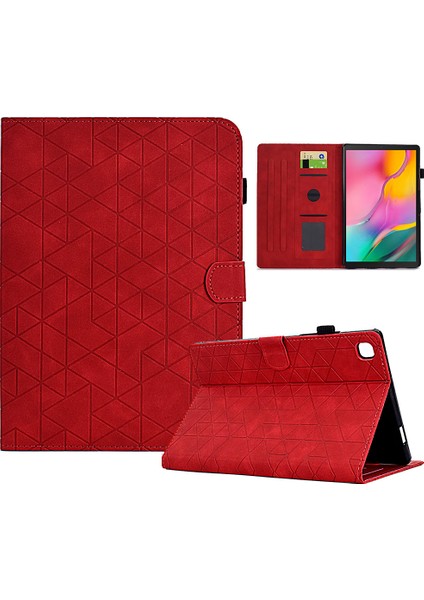 Samsung Galaxy Tab A 10.1 (2019) T510 T515 Eşkenar Dörtgen Baskılı Deri Tablet Kılıfı (Yurt Dışından)