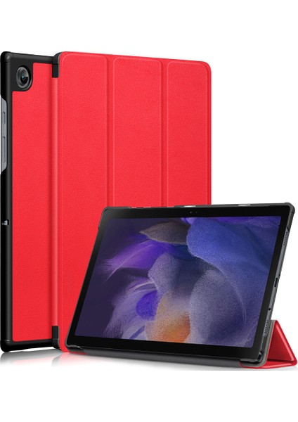 Basit Stil Üç Katlı Stand Pu Deri Sert Pc Iç Koruyucu Samsung Galaxy Tab A7 Lite 8.7 Inç 2021 SM T220 Tablet Kılıfı (Yurt Dışından)