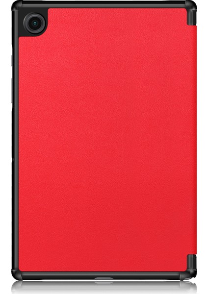 Basit Stil Üç Katlı Stand Pu Deri Sert Pc Iç Koruyucu Samsung Galaxy Tab A7 Lite 8.7 Inç 2021 SM T220 Tablet Kılıfı (Yurt Dışından)
