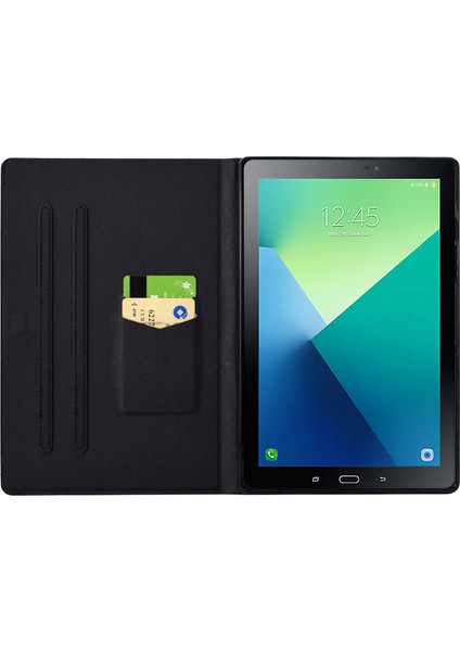 Samsung Galaxy Tab A 10.1 (2016) T580 T585 Deri Kart Tutucu Desen Ay Işığı Tilki Tablet Kılıfı (Yurt Dışından)