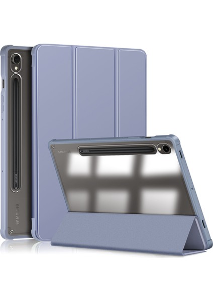 Samsung Galaxy Tab S9 Koruyucu (SM X710 SM X716B SM X718U) Pu Tpu Akrilik Üç Katlı Standlı Kalem Yuvalı Tablet Kılıfı (Yurt Dışından)