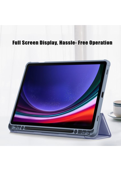Samsung Galaxy Tab S9 Koruyucu (SM X710 SM X716B SM X718U) Pu Tpu Akrilik Üç Katlı Standlı Kalem Yuvalı Tablet Kılıfı (Yurt Dışından)