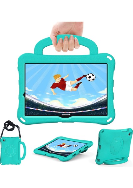 Seashell Digital Samsung Galaxy Tab A8 10.5 (2021 2022) Eva Futbol Desen Kolu Omuz Askısı Nane Tablet Kılıfı (Yurt Dışından)