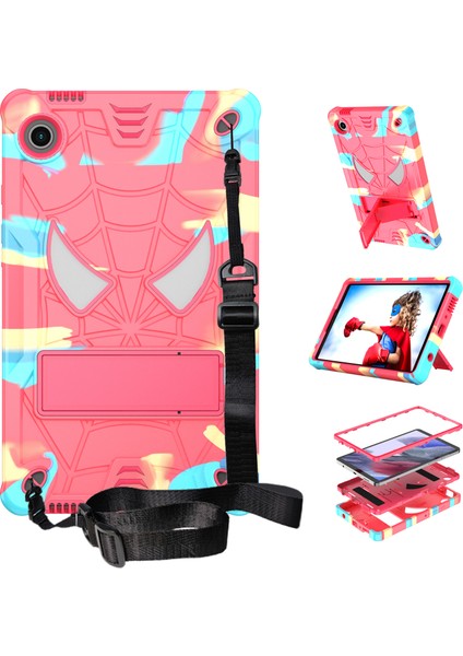 Samsung Galaxy Tab A9 Örümcek Tarzı Pc Silikon Kickstand Kamuflaj Tablet Kılıfı (Yurt Dışından)