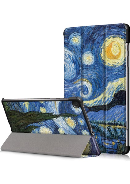 Samsung Galaxy Tab S6 Lite (2020) P610 P615 (2022 2024) PAINTING Desenli Üç Katlı Standlı Deri Akıllı Koruyucu Tablet Kılıfı (Yurt Dışından)