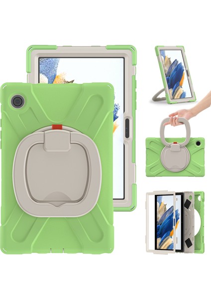 Samsung Galaxy Tab A8 10.5 (2021 2022) 360 Derece Standı Düşmeye Pc Silikon Hibrit Matcha Tablet Kılıfı (Yurt Dışından)