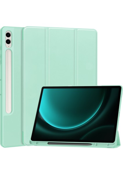 Samsung Galaxy Tab S9 Fe Üç Katlı Stand Kalem Yuvası Deri Nane Tablet Kılıfı (Yurt Dışından)