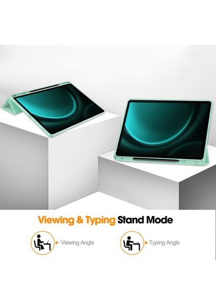 Samsung Galaxy Tab S9 Fe Üç Katlı Stand Kalem Yuvası Deri Nane Tablet Kılıfı (Yurt Dışından)