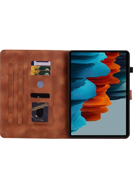 Samsung Galaxy Tab S7 s8 Çiçek Baskı Pu Deri Damla Geçirmez Tablet Kılıfı (Yurt Dışından)