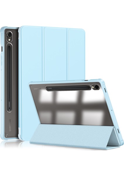 Samsung Galaxy Tab S9 Koruyucu (SM X710 SM X716B SM X718U) Pu Tpu Akrilik Üç Katlı Standlı Kalem Yuvalı Tablet Kılıfı (Yurt Dışından)