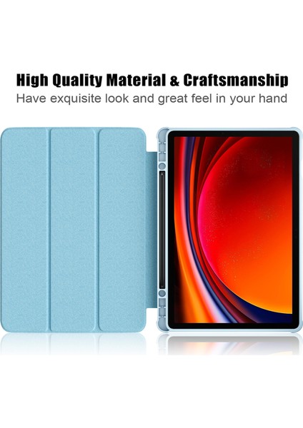 Samsung Galaxy Tab S9 Koruyucu (SM X710 SM X716B SM X718U) Pu Tpu Akrilik Üç Katlı Standlı Kalem Yuvalı Tablet Kılıfı (Yurt Dışından)
