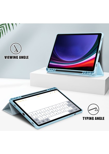 Samsung Galaxy Tab S9 Koruyucu (SM X710 SM X716B SM X718U) Pu Tpu Akrilik Üç Katlı Standlı Kalem Yuvalı Tablet Kılıfı (Yurt Dışından)