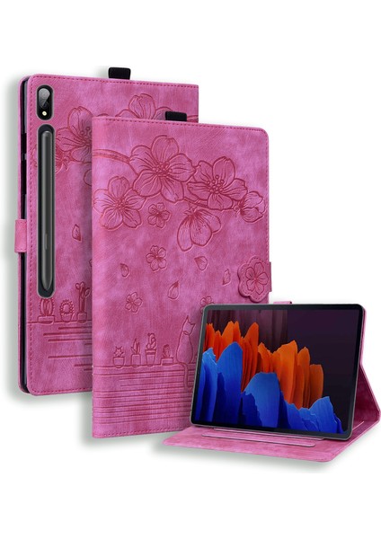 Kart Yuvaları Samsung Galaxy Tab S9 s8 s7 s7 Fe T970 T976B Pu Deri Standı Tablet Kılıfı (Yurt Dışından)