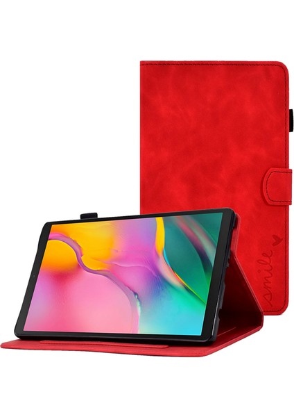 Samsung Galaxy Tab A 10.1 (2019) SM T510 Pu Deri Kart Yuvaları Folyo Stand Kalem Tutuculu Otomatik Uyandırma uyku Tablet Kılıfı (Yurt Dışından)