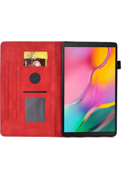 Samsung Galaxy Tab A 10.1 (2019) SM T510 Pu Deri Kart Yuvaları Folyo Stand Kalem Tutuculu Otomatik Uyandırma uyku Tablet Kılıfı (Yurt Dışından)