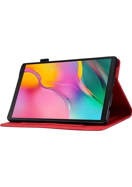 Samsung Galaxy Tab A 10.1 (2019) SM T510 Pu Deri Kart Yuvaları Folyo Stand Kalem Tutuculu Otomatik Uyandırma uyku Tablet Kılıfı (Yurt Dışından)