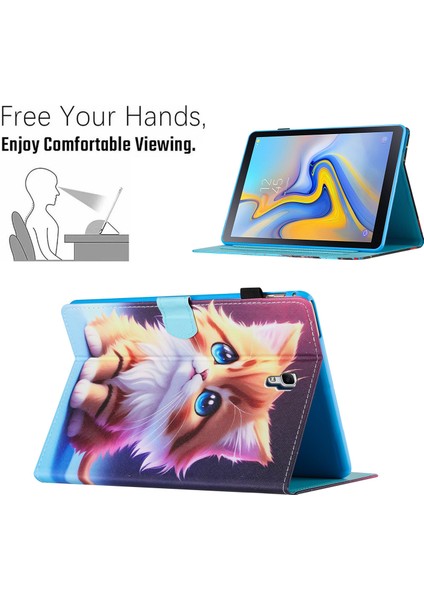Samsung Galaxy Tab A 10.5 (2018) T590 T595 Deri Kart Yuvaları Standı Kedi Tablet Kılıfı (Yurt Dışından)