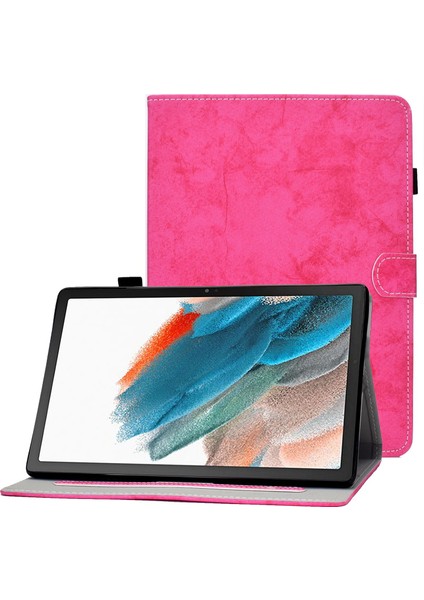 Samsung Galaxy Tab A8 10.5 (2021) SM X205 SM X200 Kumaş Dokusu Düşme Önleyici Çizilmeye Karşı Koruyucu Stand Rose Tablet Kılıfı (Yurt Dışından)