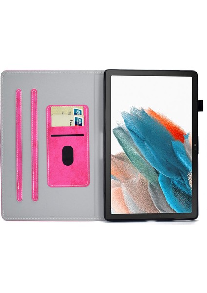 Samsung Galaxy Tab A8 10.5 (2021) SM X205 SM X200 Kumaş Dokusu Düşme Önleyici Çizilmeye Karşı Koruyucu Stand Rose Tablet Kılıfı (Yurt Dışından)
