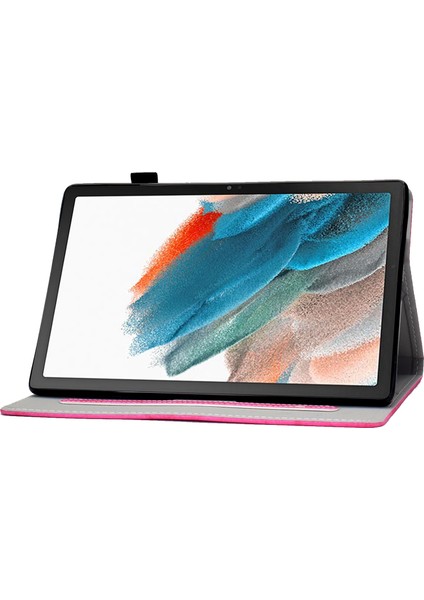 Samsung Galaxy Tab A8 10.5 (2021) SM X205 SM X200 Kumaş Dokusu Düşme Önleyici Çizilmeye Karşı Koruyucu Stand Rose Tablet Kılıfı (Yurt Dışından)