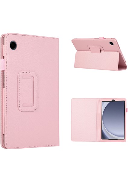 Samsung Galaxy Tab A9 Litchi Doku Pu Deri Ikiye Katlanmış Stand Tablet Kılıfı (Yurt Dışından)