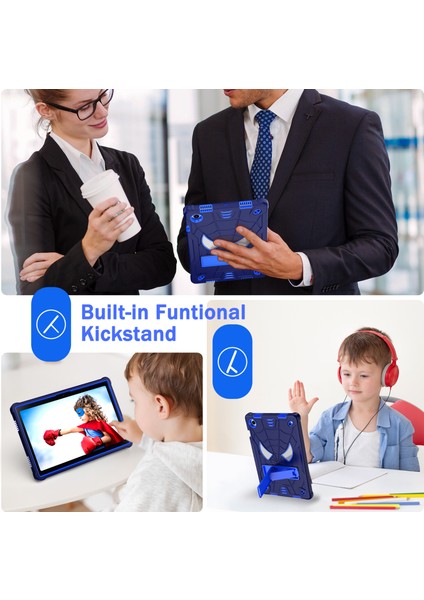 Samsung Galaxy Tab A8 10.5 (2021) X200 TAB A8 10.5 (2022) Örümcek Tarzı Pc Silikon Lacivert Kick Stand Tablet Kılıfı (Yurt Dışından)