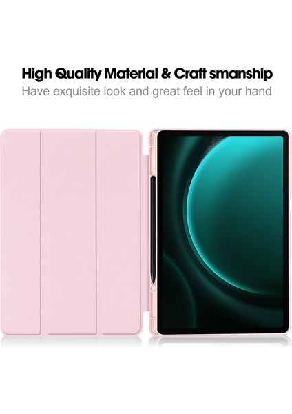 Samsung Galaxy Tab S9 Fe Üç Katlı Stand Kalem Yuvası Deri Tablet Kılıfı (Yurt Dışından)