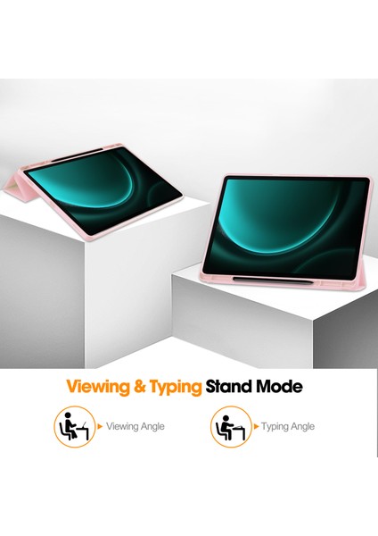 Samsung Galaxy Tab S9 Fe Üç Katlı Stand Kalem Yuvası Deri Tablet Kılıfı (Yurt Dışından)