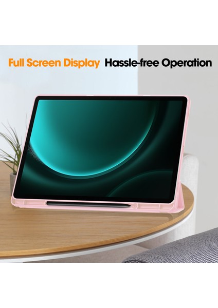 Samsung Galaxy Tab S9 Fe Üç Katlı Stand Kalem Yuvası Deri Tablet Kılıfı (Yurt Dışından)