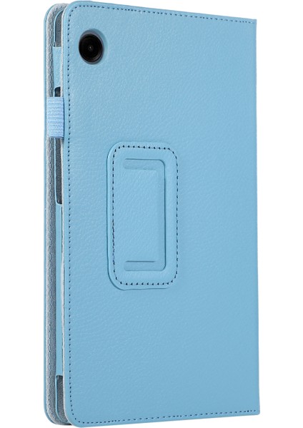 Samsung Galaxy Tab A9 Litchi Doku Pu Deri Iki Katlı Stand Tablet Kılıfı (Yurt Dışından)