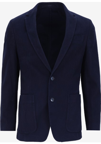 Slim Fit Apaş Yaka Lacivert Erkek Ceket HM443303