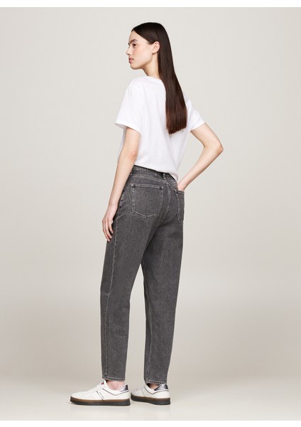 Yüksek Bel Dar Paça Tapered Fit Siyah Kadın Denim Pantolon Mom Jean Uh Tpr Bf DG4171 fırsatları
