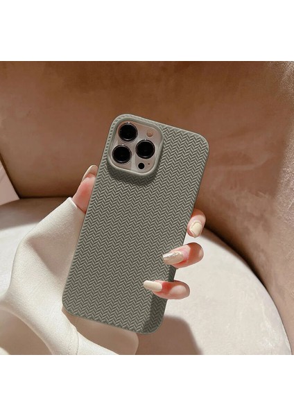Apple iPhone 15 Pro Max Uyumlu Kılıf Woven Silikon Kılıf Gece Yeşili fiyatları