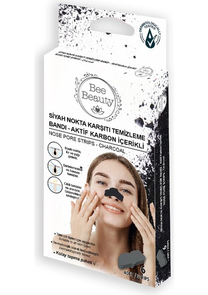 Bee Beauty Aktif Karbon Siyah Nokta Bandı 6'lı x 2 Adet