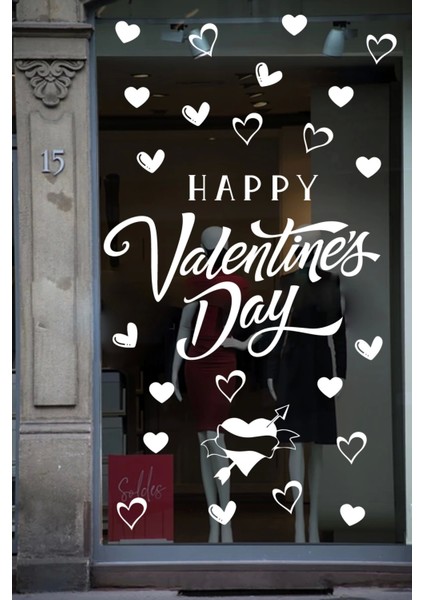 happy valentine's day sevgililer günü sticker kalp, love, ı love you cam, duvar sticker etiket seti