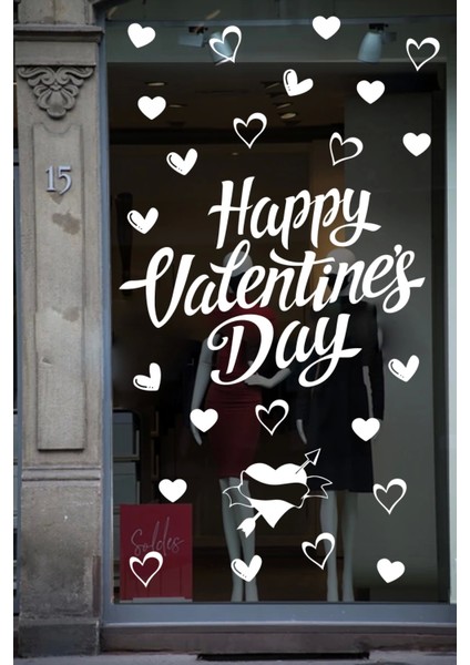 Happy valentine's day sevgililer günü sticker kalp, love, ı love you cam, duvar sticker etiket seti