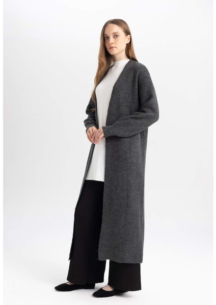 Regular Fit Basic Düz Uzun Triko Hırka D4367AX24WN