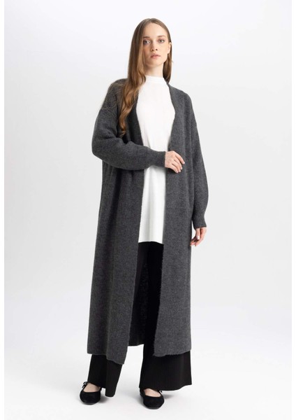 Regular Fit Basic Düz Uzun Triko Hırka D4367AX24WN