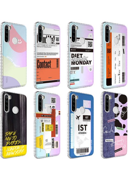 - Xiaomi Redmi Note 8 - Kılıf Airbag Kenarlı Renkli Desenli Silikon Elegans Kapak - NO2 - T24967 modelleri